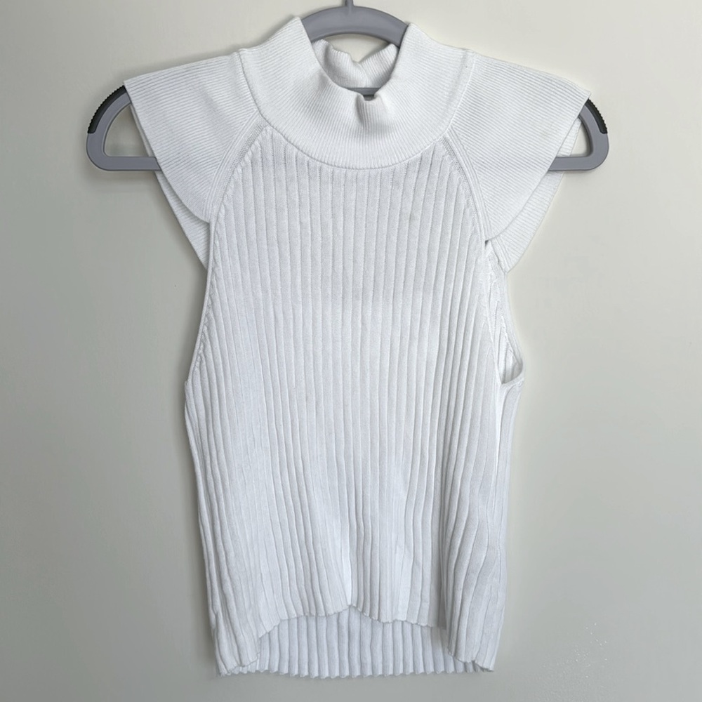 Varley white sleeveless knit top SM